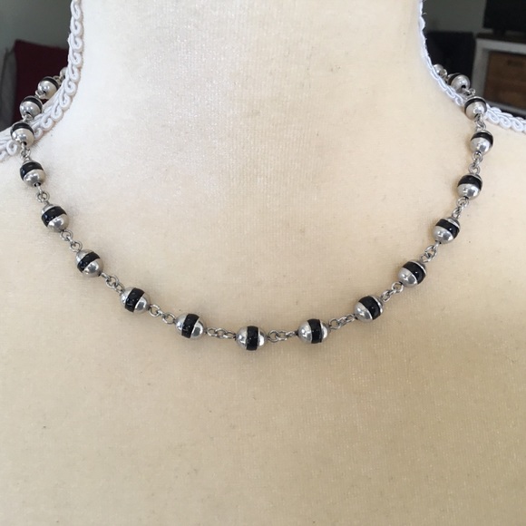 Native American sterling &amp; Hematite bead necklace